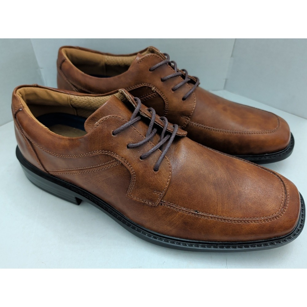 Borelli Stanton Men's Classic Lace Up Cognac Leather Oxford Dress Shoes Sz 9M
